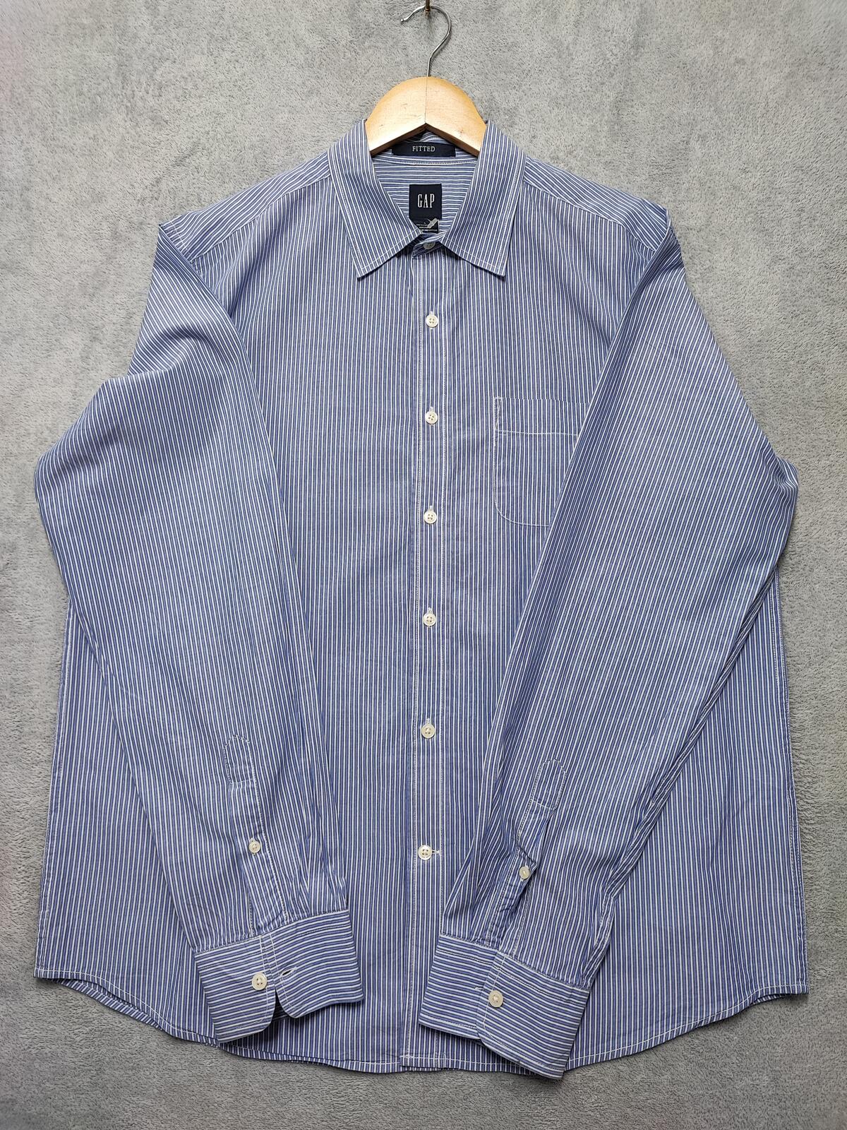 Vintage Gap Striped Long Sleeve Grunge Skater Shirt Blue Red Men Size Large