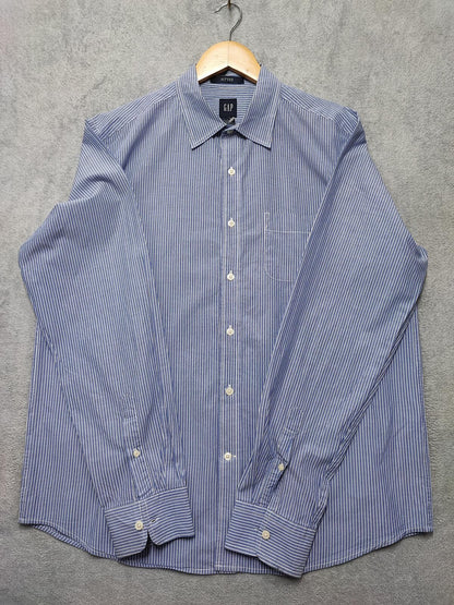 Vintage Gap Striped Long Sleeve Grunge Skater Shirt Blue Red Men Size Large