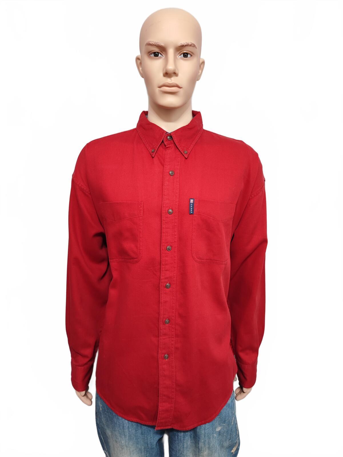 Vintage Chaps Plain Red Long Sleeve Easy Care Preppy Shirt Men Size XXL