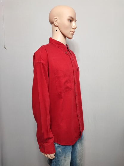 Vintage Chaps Plain Red Long Sleeve Easy Care Preppy Shirt Men Size XXL