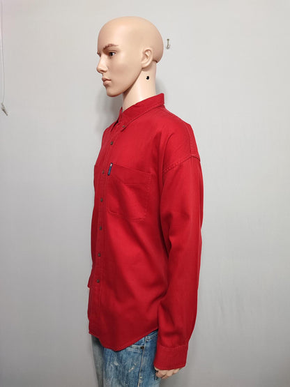 Vintage Chaps Plain Red Long Sleeve Easy Care Preppy Shirt Men Size XXL