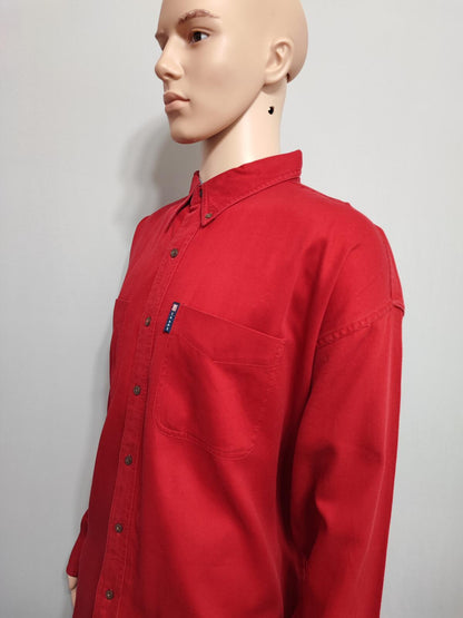 Vintage Chaps Plain Red Long Sleeve Easy Care Preppy Shirt Men Size XXL