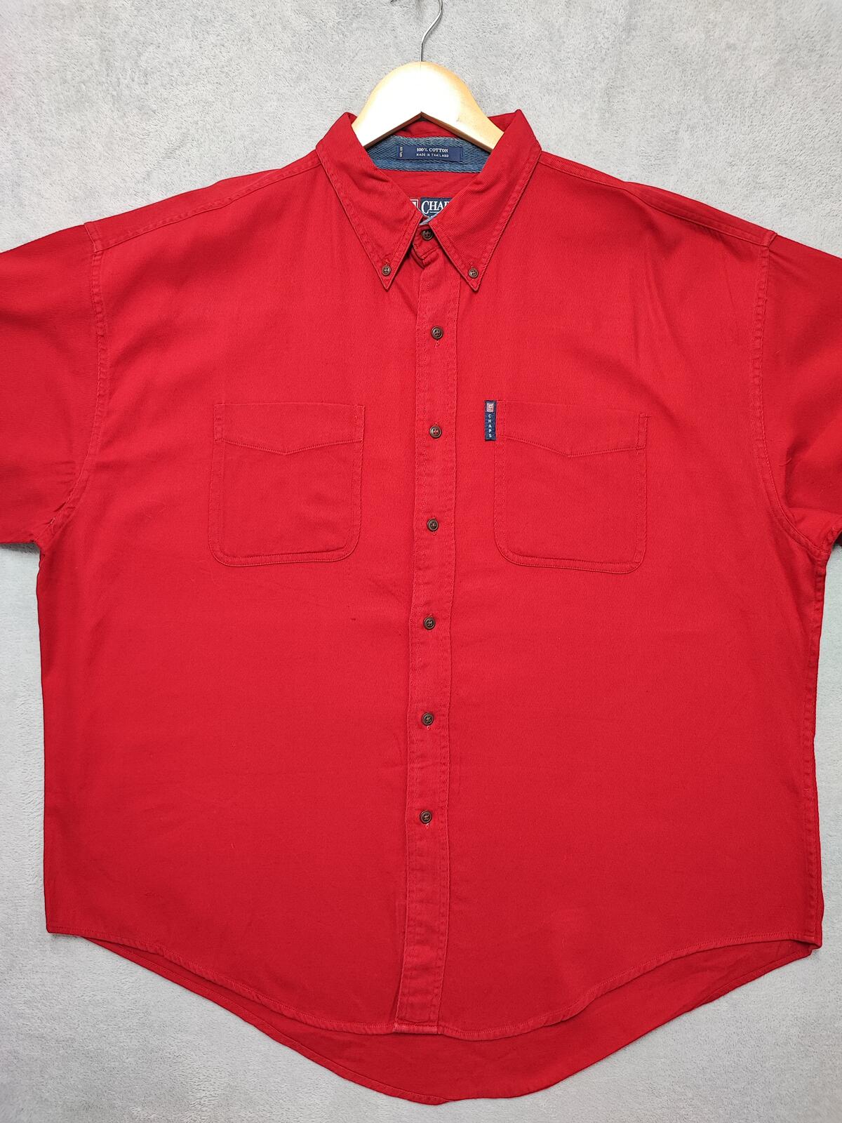 Vintage Chaps Plain Red Long Sleeve Easy Care Preppy Shirt Men Size XXL