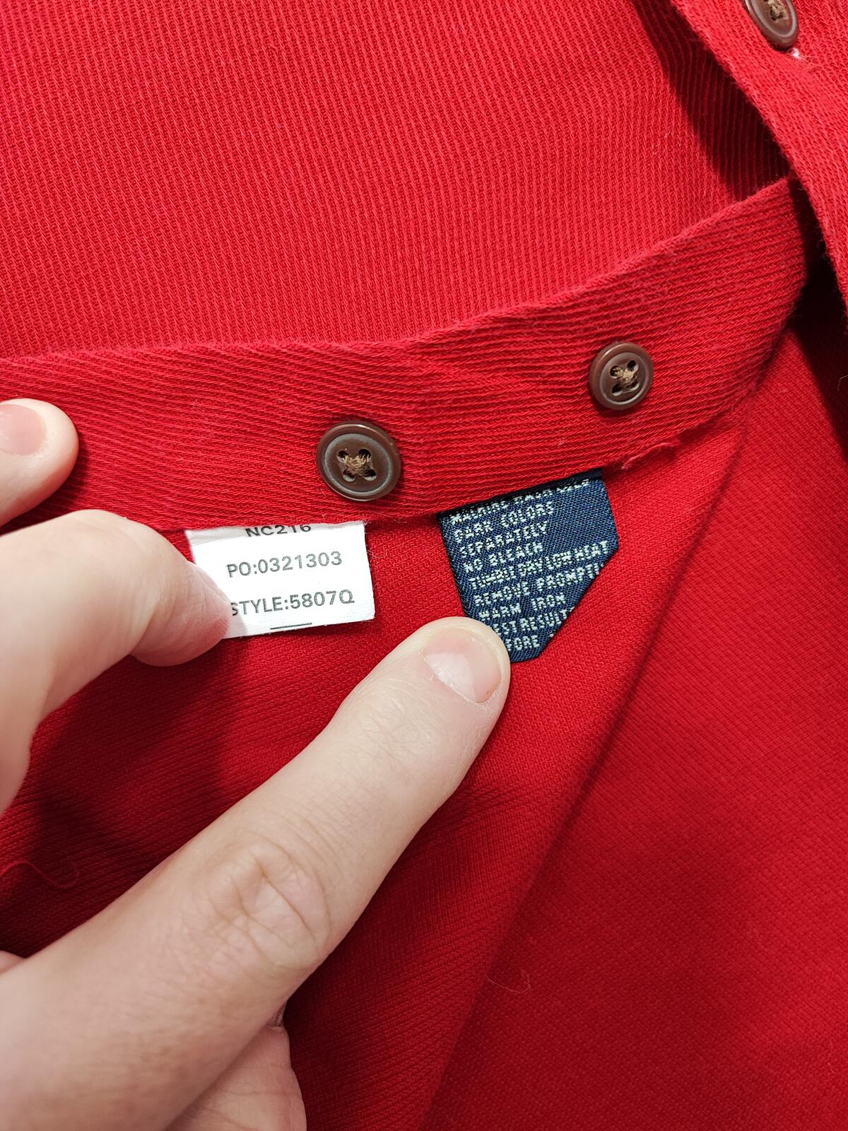 Vintage Chaps Plain Red Long Sleeve Easy Care Preppy Shirt Men Size XXL