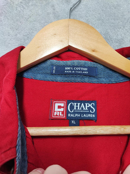 Vintage Chaps Plain Red Long Sleeve Easy Care Preppy Shirt Men Size XXL