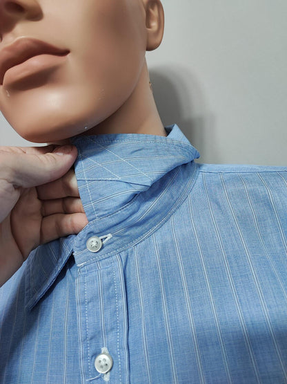 Vintage Tommy Hilfiger Striped Shirt XL Blue White Yellow Cotton 90s Preppy Dad