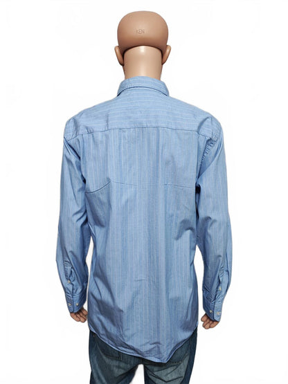 Vintage Tommy Hilfiger Striped Shirt XL Blue White Yellow Cotton 90s Preppy Dad