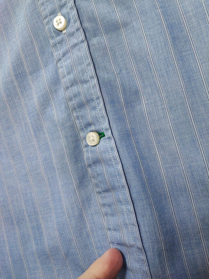 Vintage Tommy Hilfiger Striped Shirt XL Blue White Yellow Cotton 90s Preppy Dad