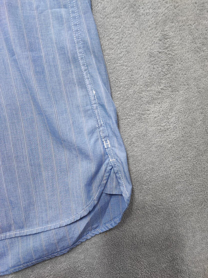 Vintage Tommy Hilfiger Striped Shirt XL Blue White Yellow Cotton 90s Preppy Dad