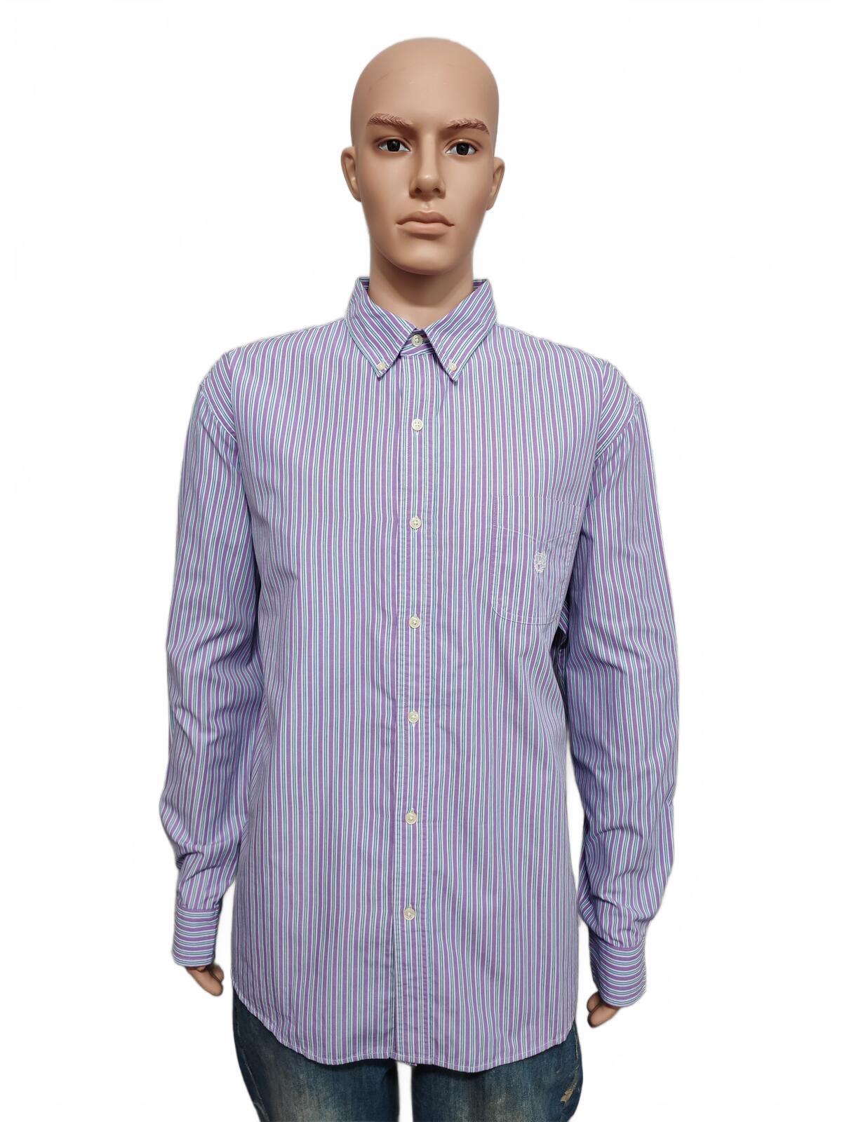 Vintage Chaps Striped Long Sleeve Easy Care Preppy Shirt Purple Men Size XXL