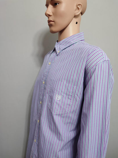 Vintage Chaps Striped Long Sleeve Easy Care Preppy Shirt Purple Men Size XXL