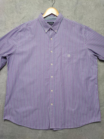 Vintage Chaps Checked Long Sleeve Big & Tall Plaid Casual Shirt Red Men Size 5XL