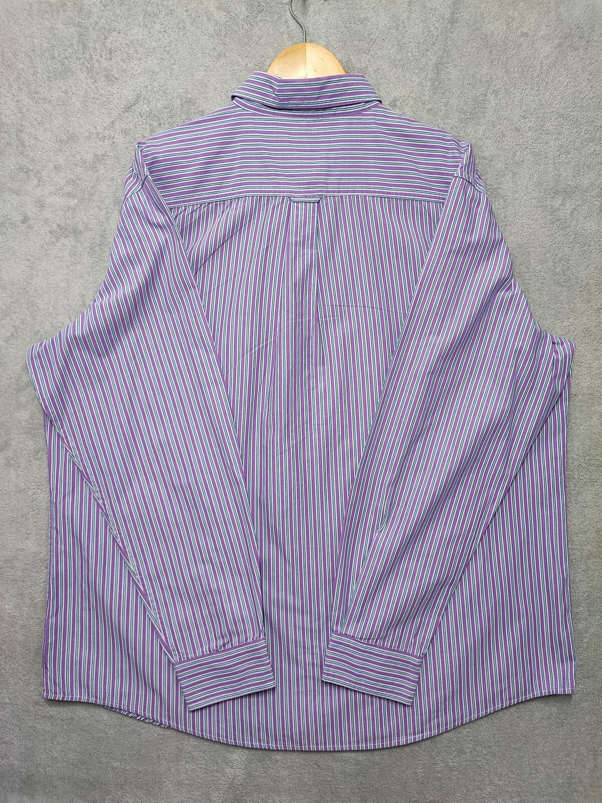 Vintage Chaps Striped Long Sleeve Easy Care Preppy Shirt Purple Men Size XXL