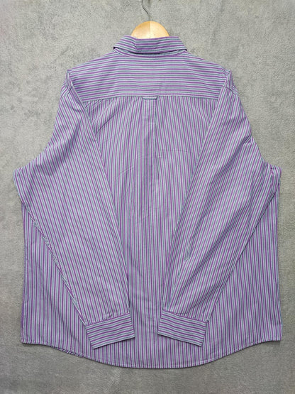 Vintage Chaps Striped Long Sleeve Easy Care Preppy Shirt Purple Men Size XXL