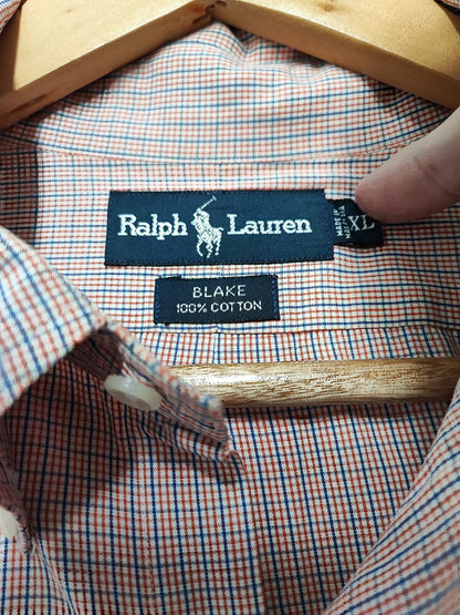 Vintage Ralph Lauren Checked Long Sleeve Blaire Oversized Shirt Red Men Size 3XL