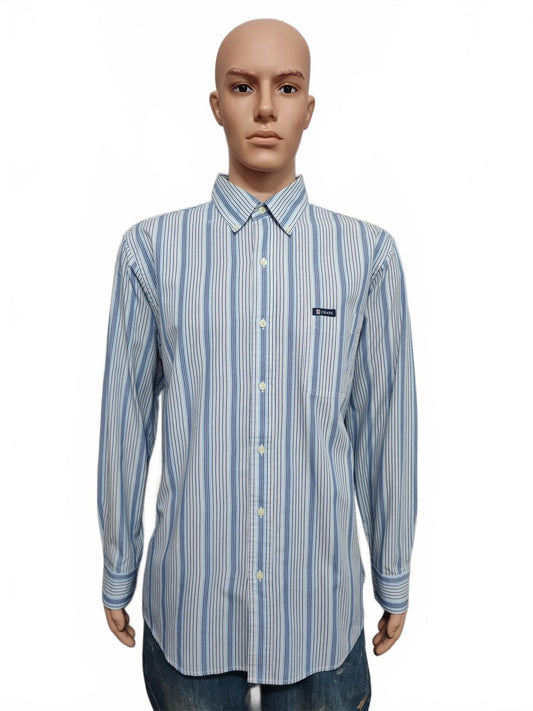 Vintage Chaps Striped Long Sleeve Easy Care Preppy Shirt Blue Men Size XL