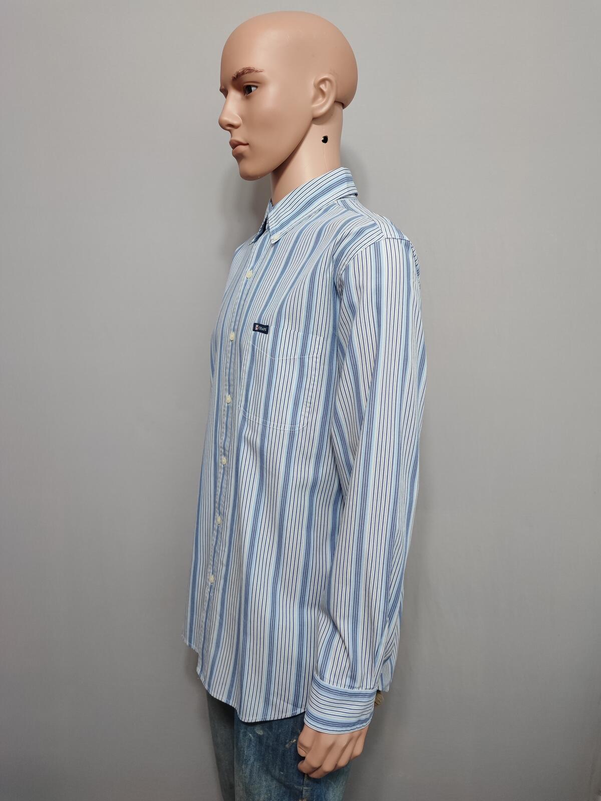 Vintage Chaps Striped Long Sleeve Easy Care Preppy Shirt Blue Men Size XL
