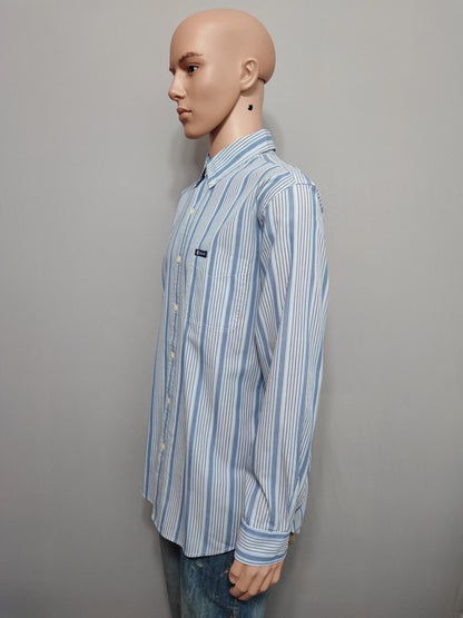 Vintage Chaps Striped Long Sleeve Easy Care Preppy Shirt Blue Men Size XL