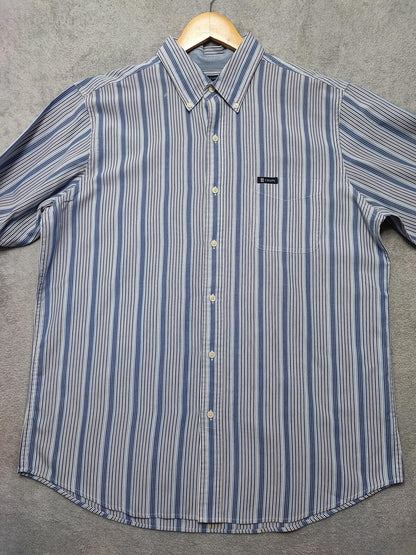 Vintage Chaps Striped Long Sleeve Easy Care Preppy Shirt Blue Men Size XL