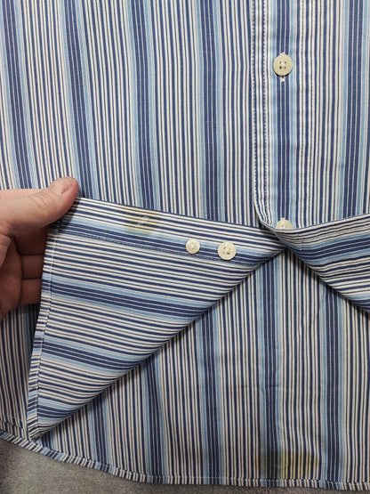 Vintage Chaps Striped Long Sleeve Easy Care Preppy Shirt Blue Men Size XL