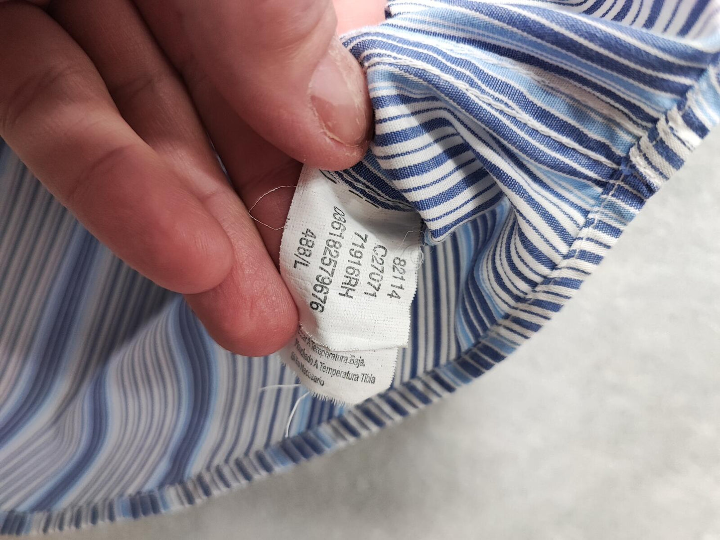 Vintage Chaps Striped Long Sleeve Easy Care Preppy Shirt Blue Men Size XL