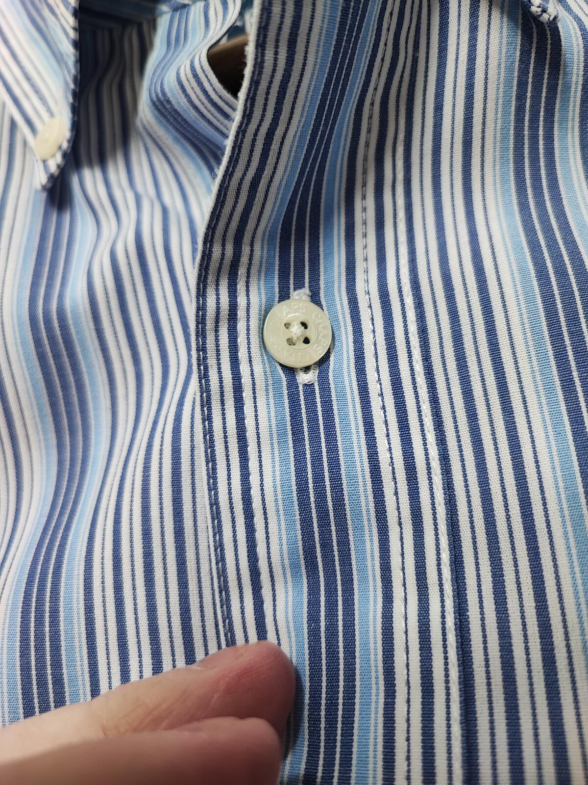 Vintage Chaps Striped Long Sleeve Easy Care Preppy Shirt Blue Men Size XL