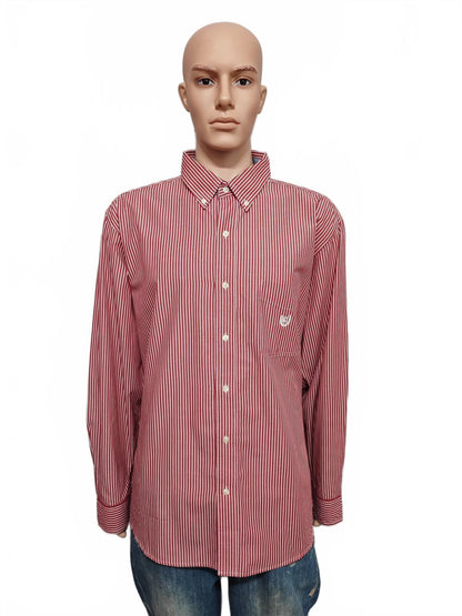 Vintage Chaps Striped Long Sleeve Easy Care Preppy Shirt Red Men Size XXL