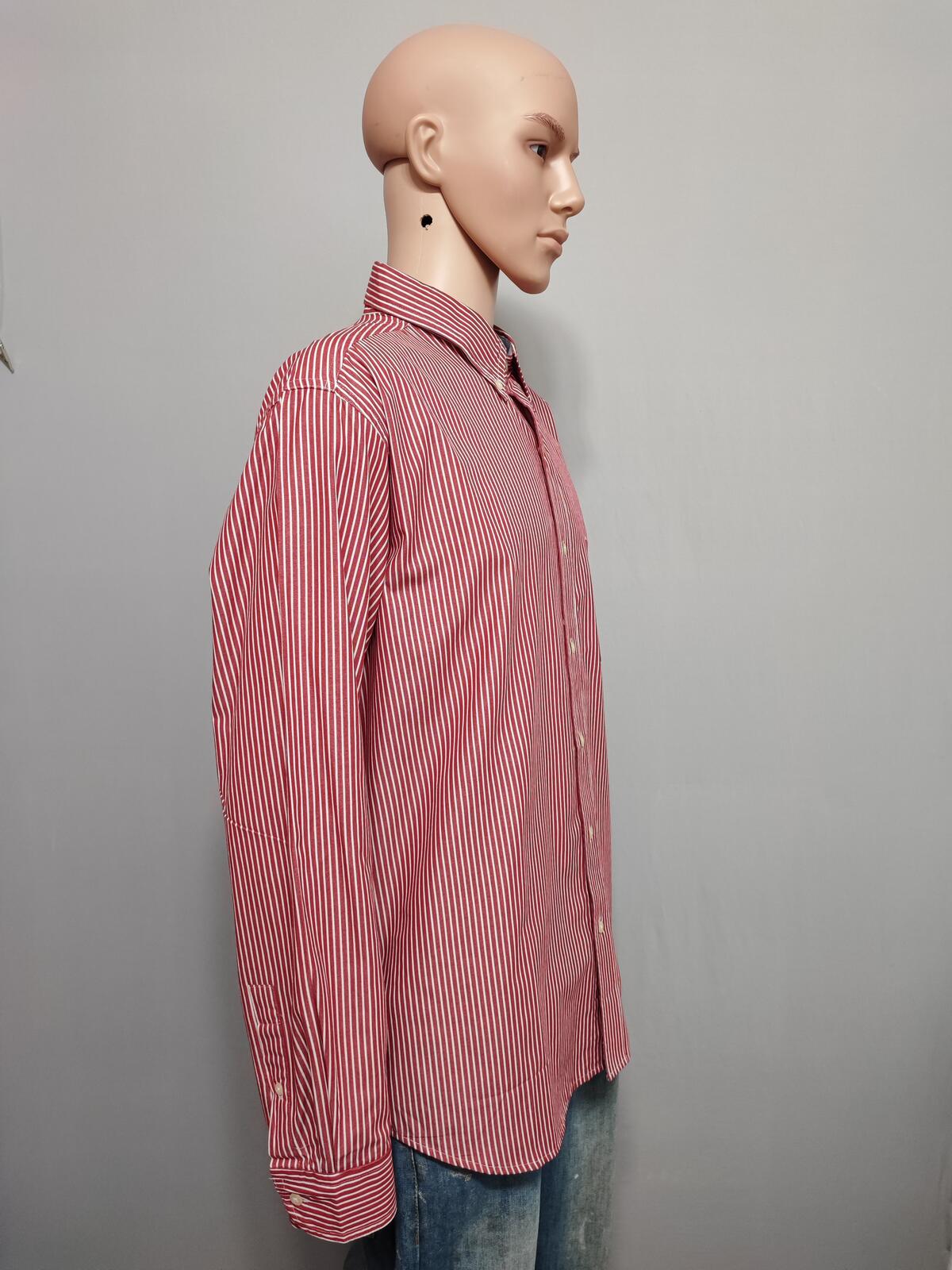 Vintage Chaps Striped Long Sleeve Easy Care Preppy Shirt Red Men Size XXL