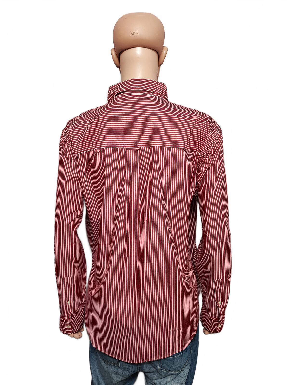 Vintage Chaps Striped Long Sleeve Easy Care Preppy Shirt Red Men Size XXL