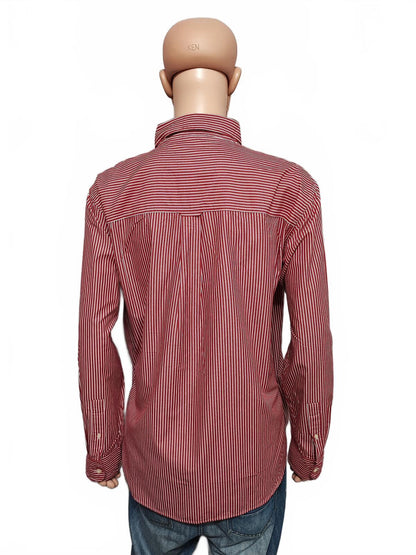 Vintage Chaps Striped Long Sleeve Easy Care Preppy Shirt Red Men Size XXL