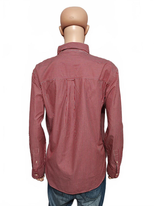 Vintage Chaps Striped Long Sleeve Easy Care Preppy Shirt Red Men Size XXL