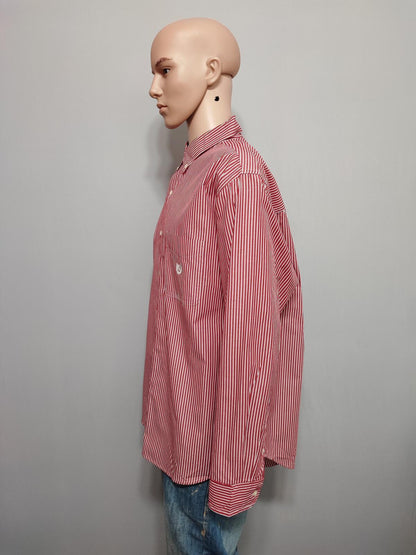 Vintage Chaps Striped Long Sleeve Easy Care Preppy Shirt Red Men Size XXL