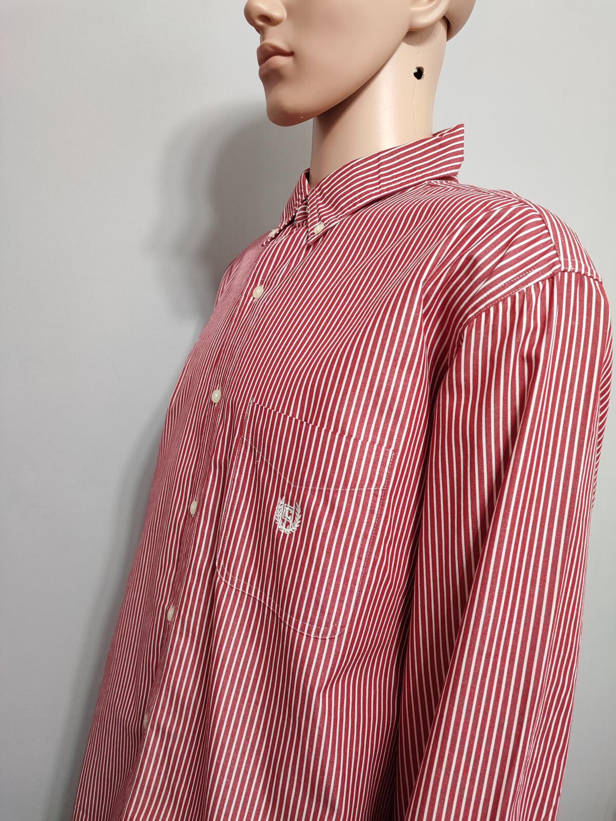 Vintage Chaps Striped Long Sleeve Easy Care Preppy Shirt Red Men Size XXL