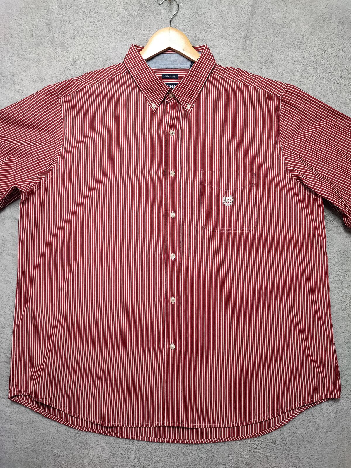 Vintage Chaps Striped Long Sleeve Easy Care Preppy Shirt Red Men Size XXL