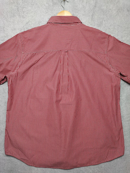 Vintage Chaps Striped Long Sleeve Easy Care Preppy Shirt Red Men Size XXL