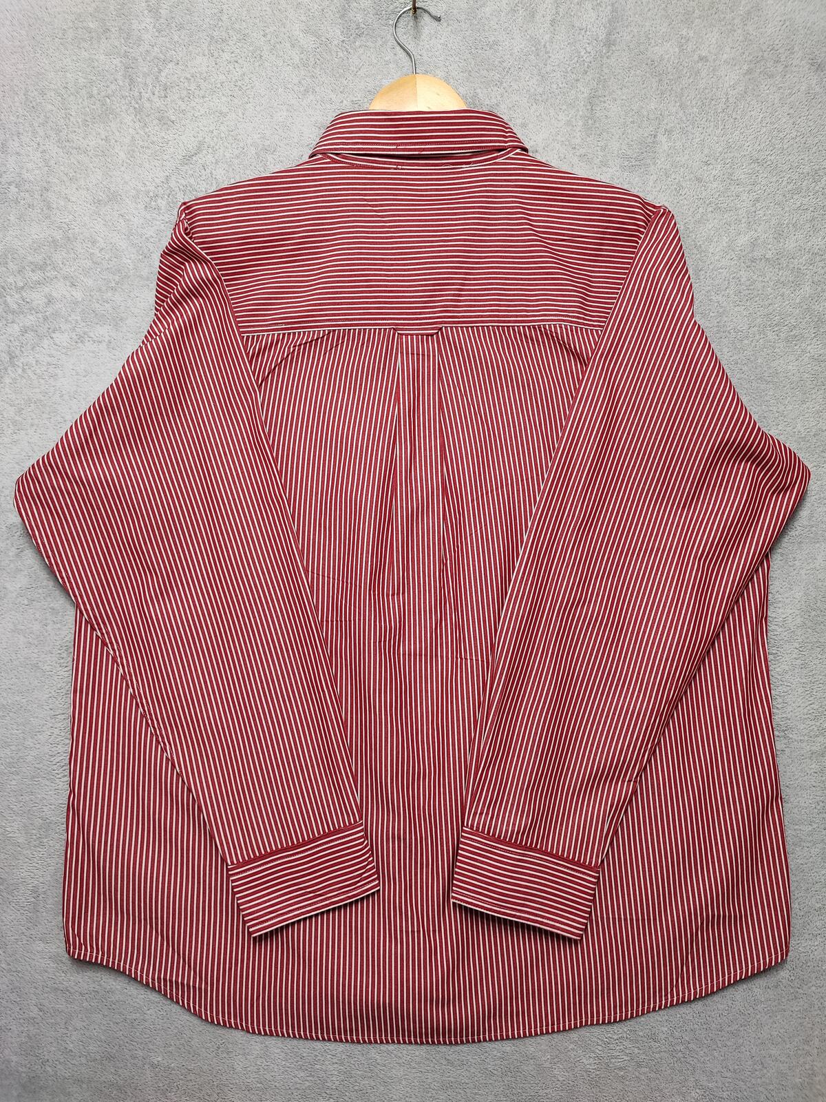 Vintage Chaps Striped Long Sleeve Easy Care Preppy Shirt Red Men Size XXL