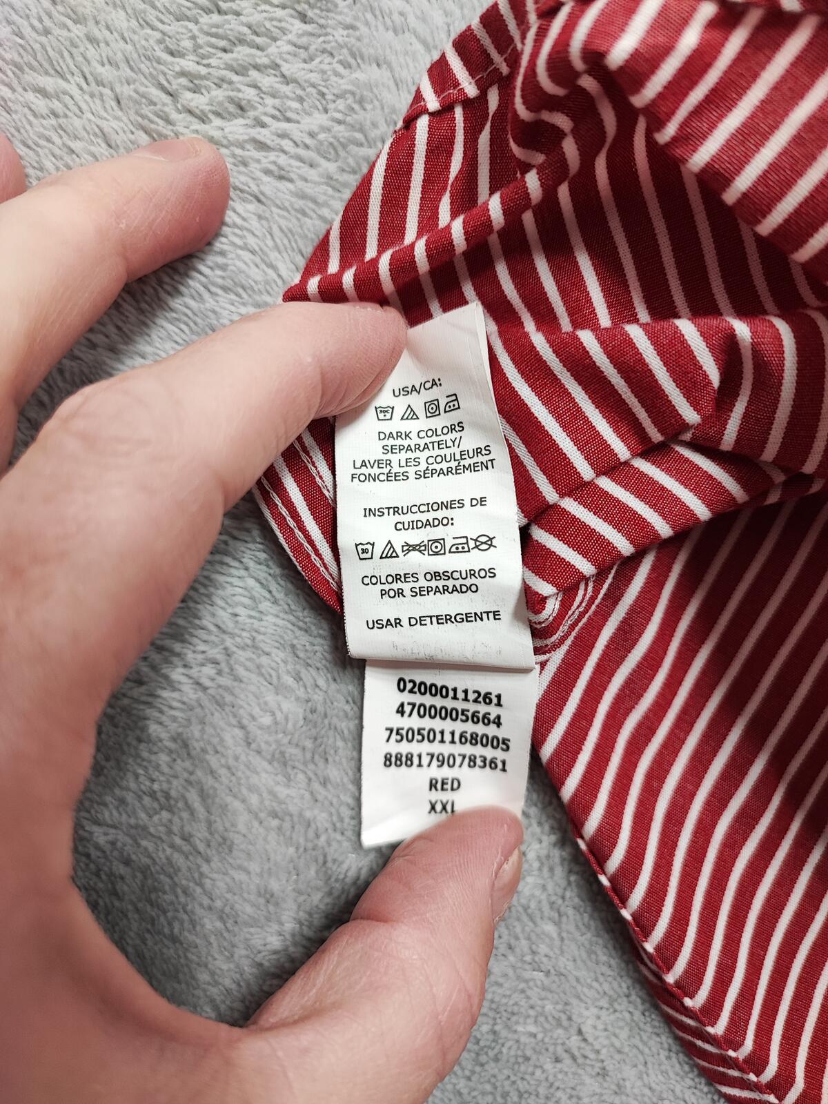 Vintage Chaps Striped Long Sleeve Easy Care Preppy Shirt Red Men Size XXL