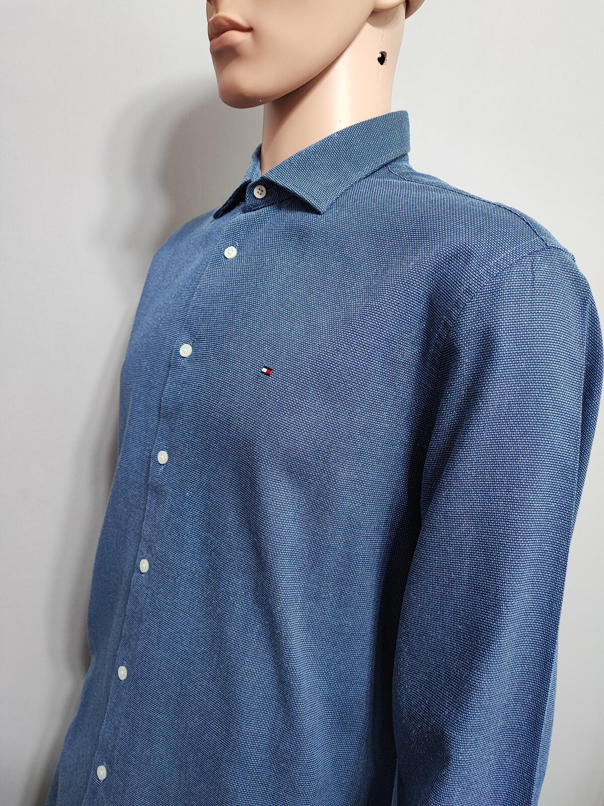 Vintage Tommy Hilfiger Polka Dot Long Sleeve Shirt Navy Blue Men's Size XL