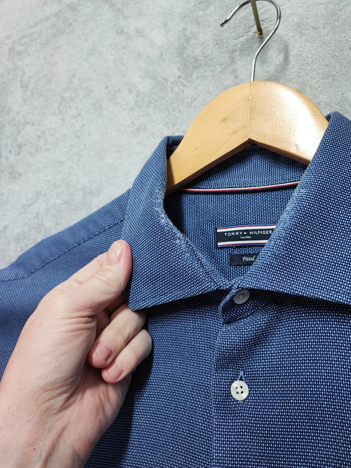 Vintage Tommy Hilfiger Polka Dot Long Sleeve Shirt Navy Blue Men's Size XL