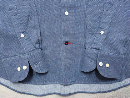 Vintage Tommy Hilfiger Polka Dot Long Sleeve Shirt Navy Blue Men's Size XL