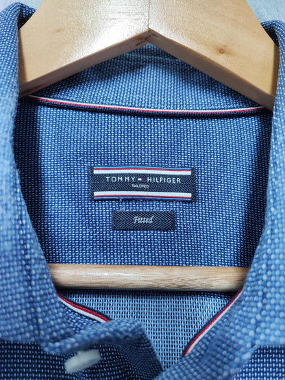 Vintage Tommy Hilfiger Polka Dot Long Sleeve Shirt Navy Blue Men's Size XL