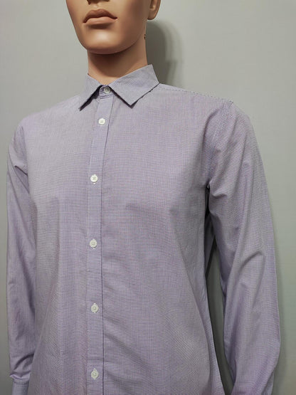 Vintage Calvin Klein Checked Long Sleeve Shirt Lilac Purple Men's Size Medium M