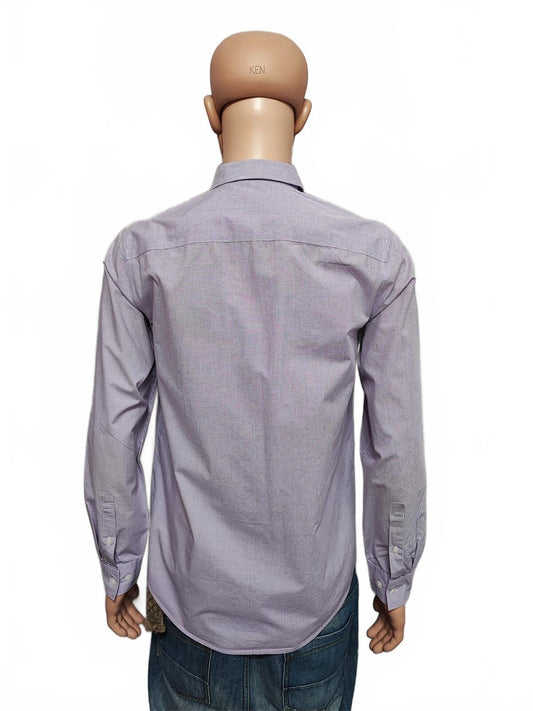 Vintage Calvin Klein Checked Long Sleeve Shirt Lilac Purple Men's Size Medium M