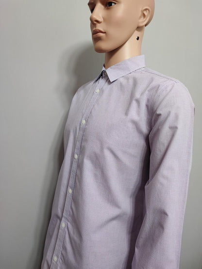 Vintage Calvin Klein Checked Long Sleeve Shirt Lilac Purple Men's Size Medium M