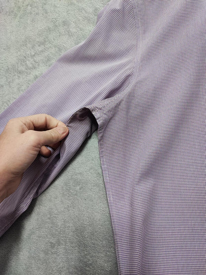 Vintage Calvin Klein Checked Long Sleeve Shirt Lilac Purple Men's Size Medium M