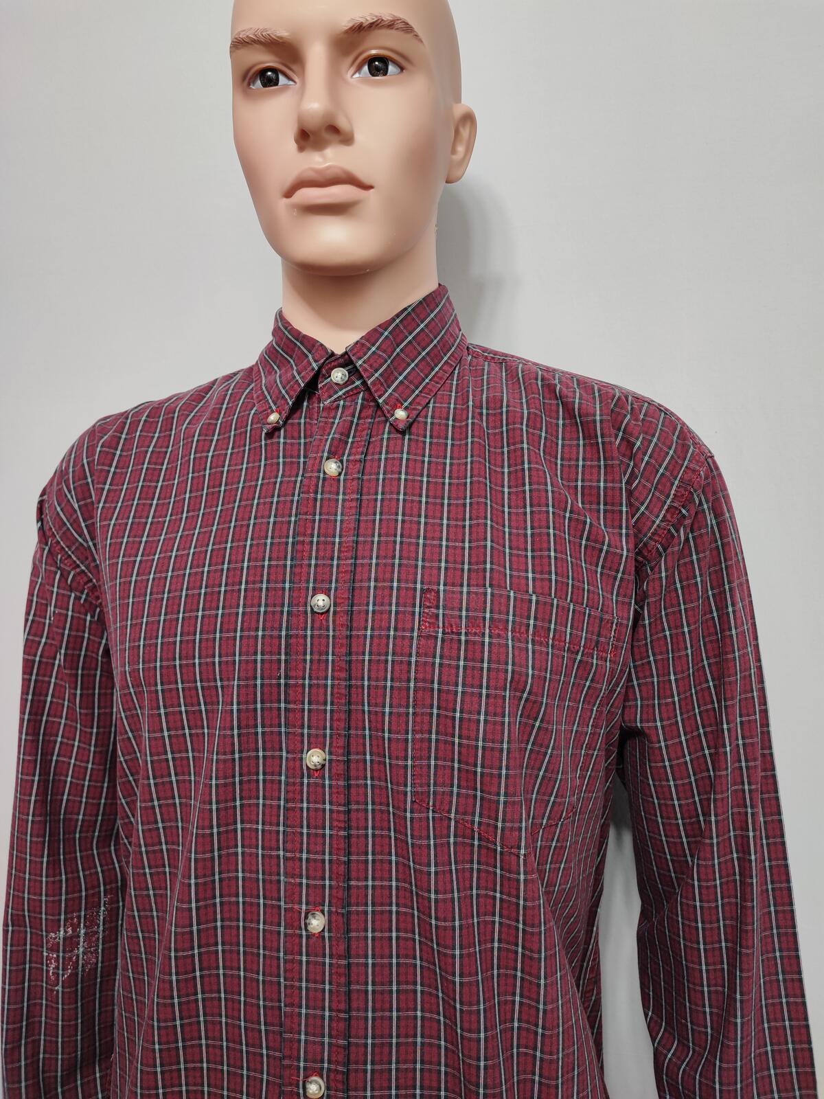 Vintage Wrangler Checked Long Sleeve Shirt Burgundy Red Men's Size XXL
