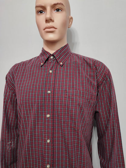 Vintage Wrangler Checked Long Sleeve Shirt Burgundy Red Men's Size XXL