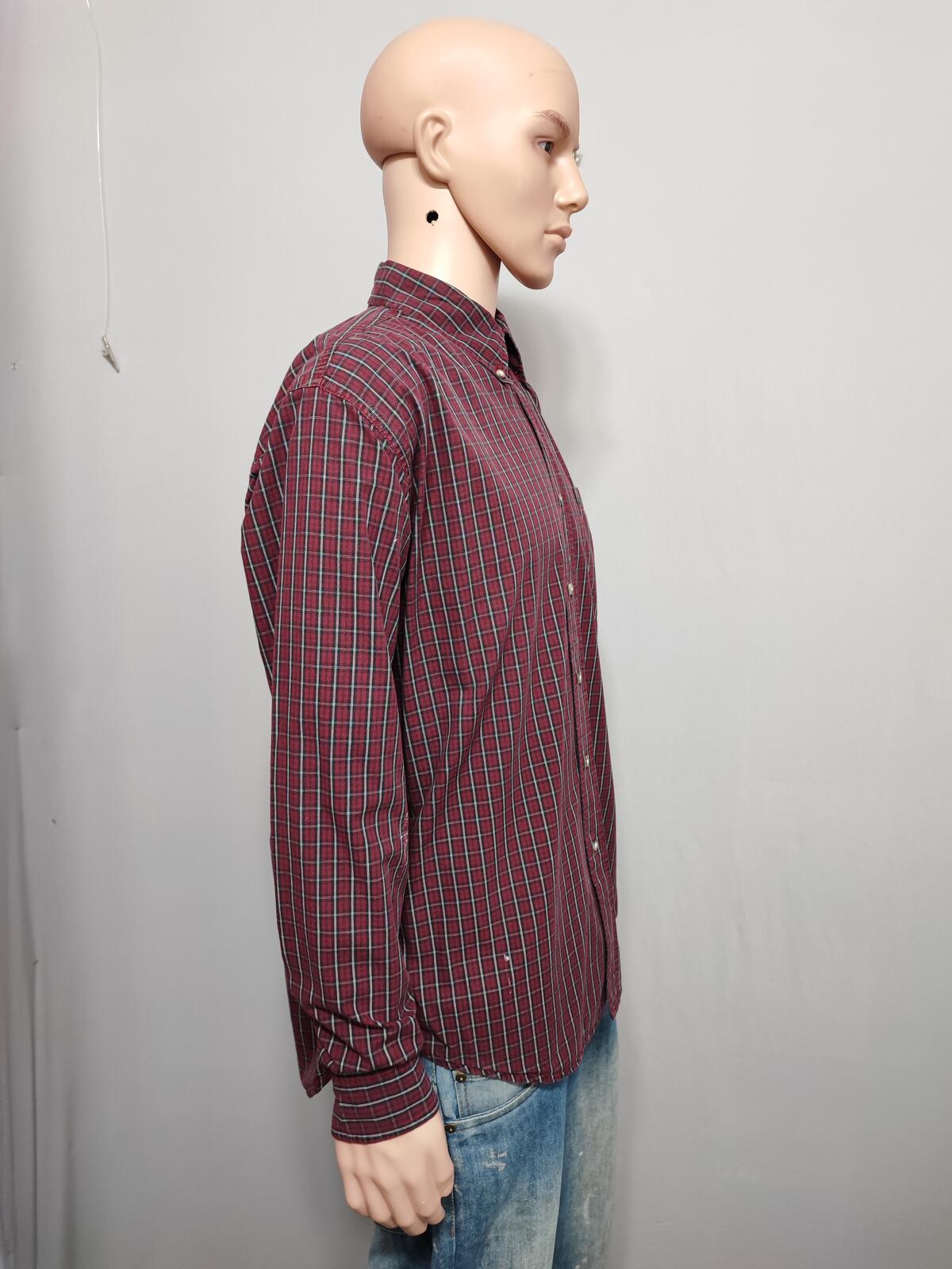 Vintage Wrangler Checked Long Sleeve Shirt Burgundy Red Men's Size XXL