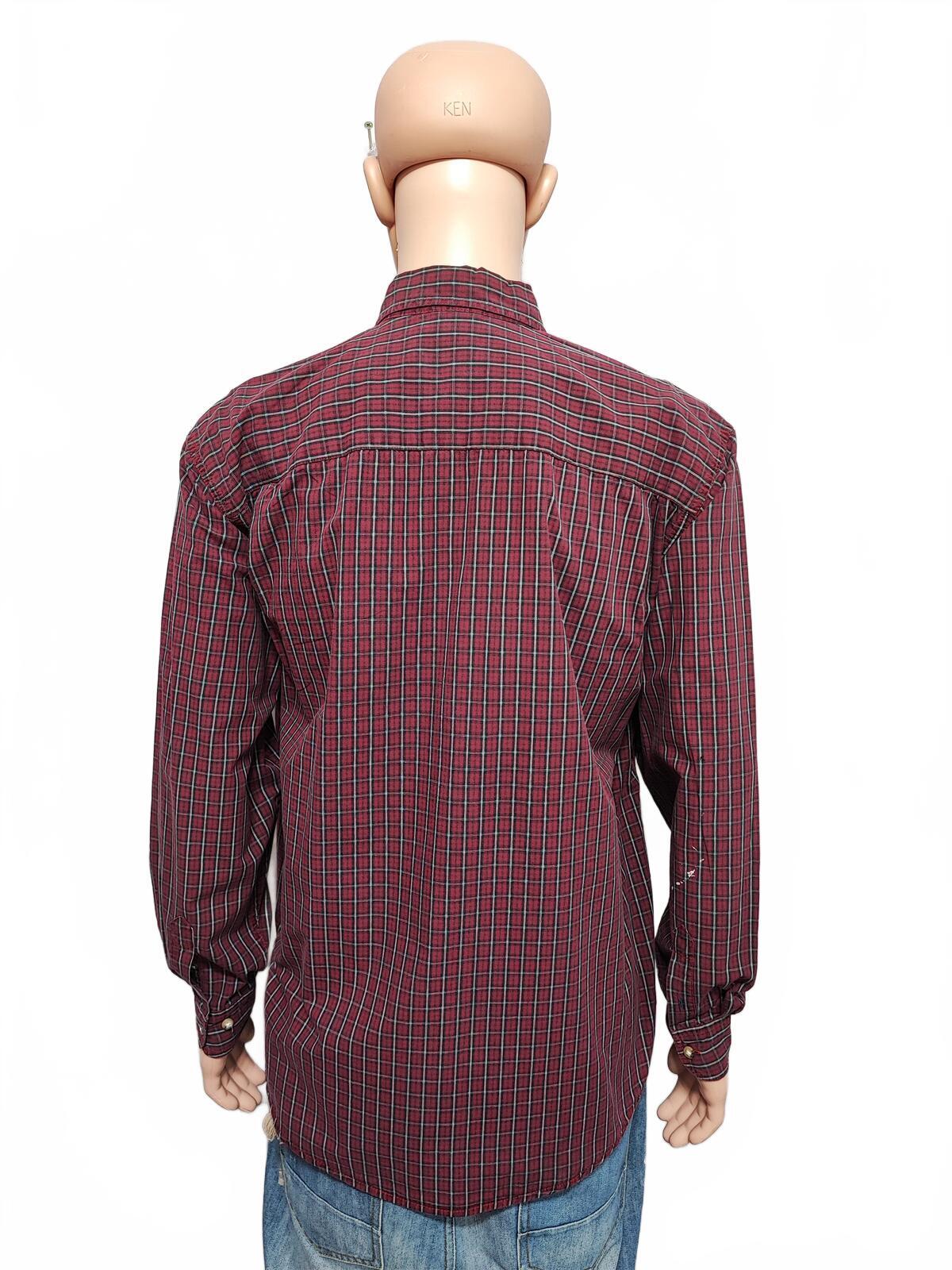 Vintage Wrangler Checked Long Sleeve Shirt Burgundy Red Men's Size XXL