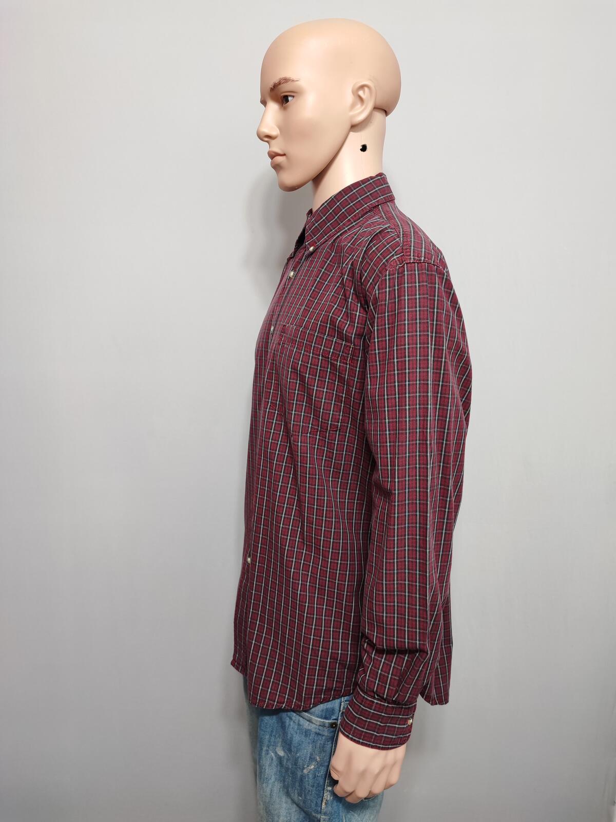 Vintage Wrangler Checked Long Sleeve Shirt Burgundy Red Men's Size XXL